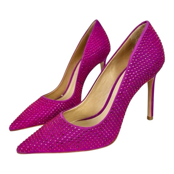 💜 Schutz Lou Crystal Nubuck Suede Pumps | Size 8.5 - Excellent Condition 💎 - Picture 1 of 6